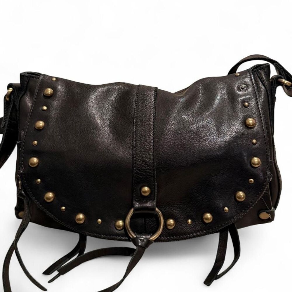 Lucky Brand Janis Black Leather Studded Crossbody Bag